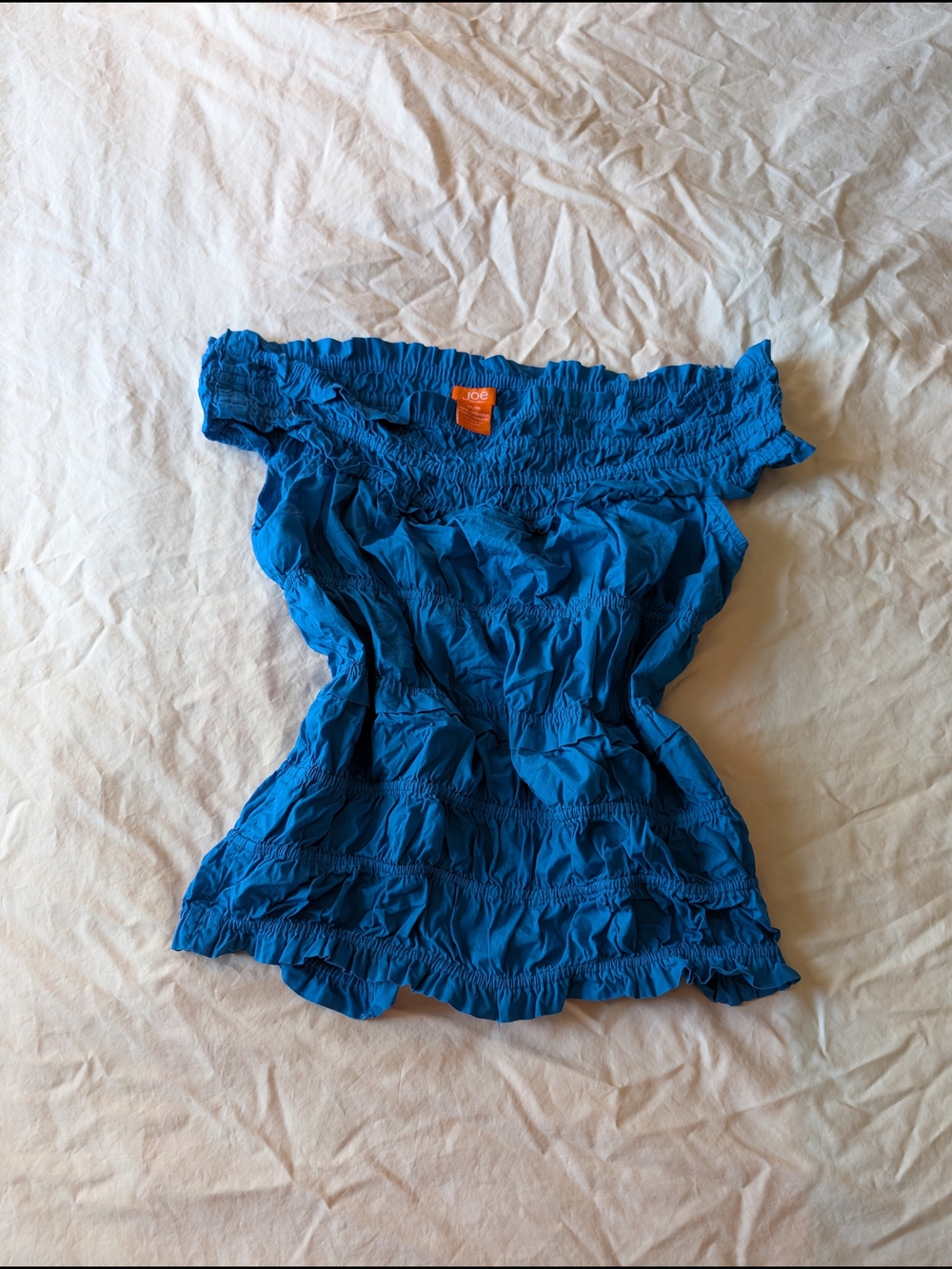 Joe Fresh Royal Blue Off-Shoulder Smocked Camisole